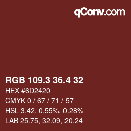 カラーコード: RGB 109.3 36.4 32 | qconv.com