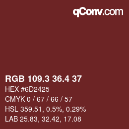 カラーコード: RGB 109.3 36.4 37 | qconv.com