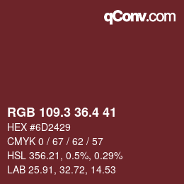 カラーコード: RGB 109.3 36.4 41 | qconv.com