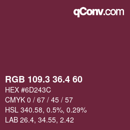 カラーコード: RGB 109.3 36.4 60 | qconv.com