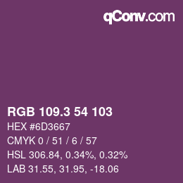 カラーコード: RGB 109.3 54 103 | qconv.com