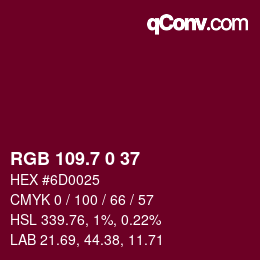 カラーコード: RGB 109.7 0 37 | qconv.com