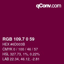 カラーコード: RGB 109.7 0 59 | qconv.com