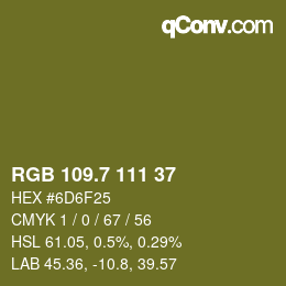 カラーコード: RGB 109.7 111 37 | qconv.com
