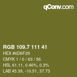 カラーコード: RGB 109.7 111 41 | qconv.com