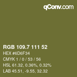 カラーコード: RGB 109.7 111 52 | qconv.com