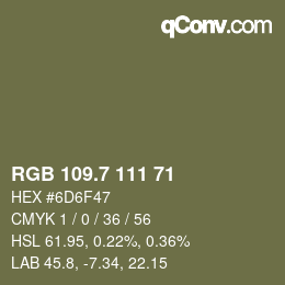 カラーコード: RGB 109.7 111 71 | qconv.com