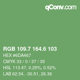 カラーコード: RGB 109.7 164.6 103 | qconv.com