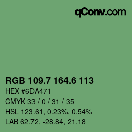 カラーコード: RGB 109.7 164.6 113 | qconv.com