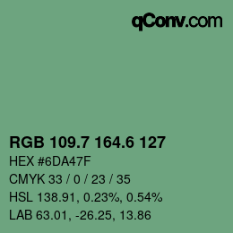 カラーコード: RGB 109.7 164.6 127 | qconv.com