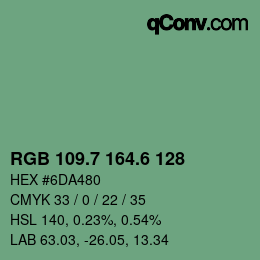 カラーコード: RGB 109.7 164.6 128 | qconv.com