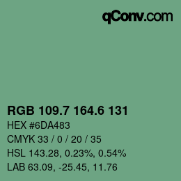 カラーコード: RGB 109.7 164.6 131 | qconv.com