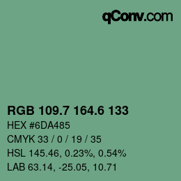 カラーコード: RGB 109.7 164.6 133 | qconv.com