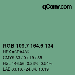 カラーコード: RGB 109.7 164.6 134 | qconv.com