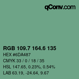 カラーコード: RGB 109.7 164.6 135 | qconv.com
