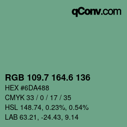 カラーコード: RGB 109.7 164.6 136 | qconv.com