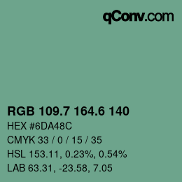 カラーコード: RGB 109.7 164.6 140 | qconv.com