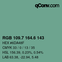 カラーコード: RGB 109.7 164.6 143 | qconv.com