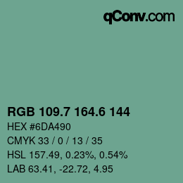 カラーコード: RGB 109.7 164.6 144 | qconv.com