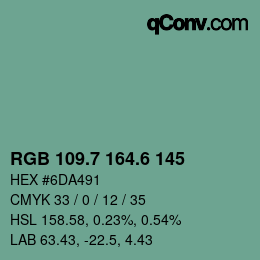 カラーコード: RGB 109.7 164.6 145 | qconv.com