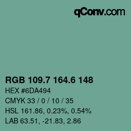 カラーコード: RGB 109.7 164.6 148 | qconv.com
