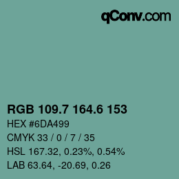 カラーコード: RGB 109.7 164.6 153 | qconv.com