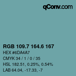 カラーコード: RGB 109.7 164.6 167 | qconv.com