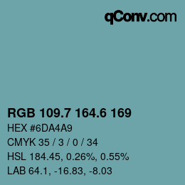 カラーコード: RGB 109.7 164.6 169 | qconv.com