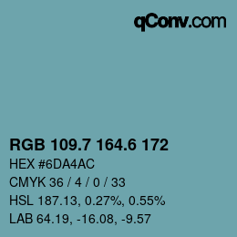 カラーコード: RGB 109.7 164.6 172 | qconv.com