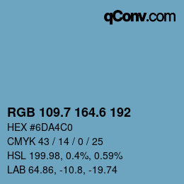 カラーコード: RGB 109.7 164.6 192 | qconv.com