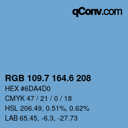 カラーコード: RGB 109.7 164.6 208 | qconv.com