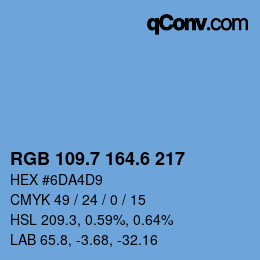 カラーコード: RGB 109.7 164.6 217 | qconv.com