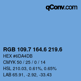 カラーコード: RGB 109.7 164.6 219.6 | qconv.com