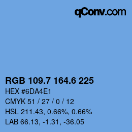 カラーコード: RGB 109.7 164.6 225 | qconv.com