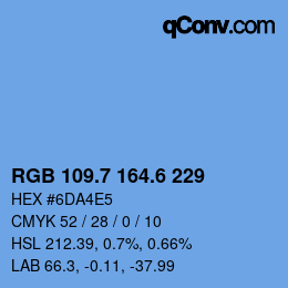 カラーコード: RGB 109.7 164.6 229 | qconv.com