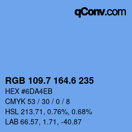カラーコード: RGB 109.7 164.6 235 | qconv.com