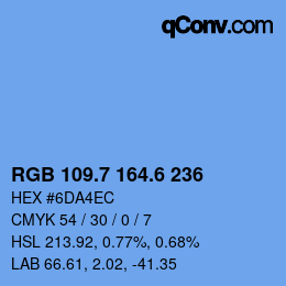 カラーコード: RGB 109.7 164.6 236 | qconv.com