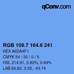 カラーコード: RGB 109.7 164.6 241 | qconv.com