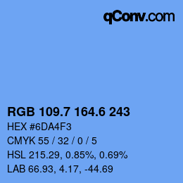 カラーコード: RGB 109.7 164.6 243 | qconv.com