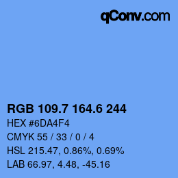 カラーコード: RGB 109.7 164.6 244 | qconv.com