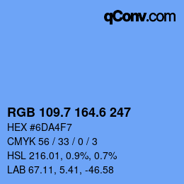 カラーコード: RGB 109.7 164.6 247 | qconv.com