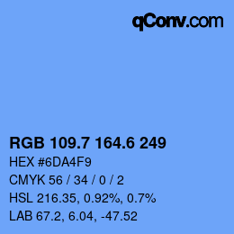 カラーコード: RGB 109.7 164.6 249 | qconv.com