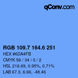 カラーコード: RGB 109.7 164.6 251 | qconv.com