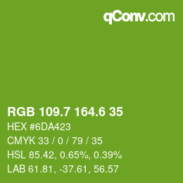 カラーコード: RGB 109.7 164.6 35 | qconv.com