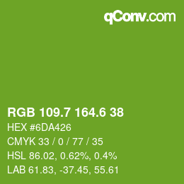 カラーコード: RGB 109.7 164.6 38 | qconv.com