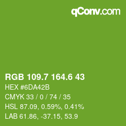 カラーコード: RGB 109.7 164.6 43 | qconv.com