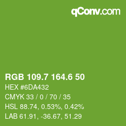 カラーコード: RGB 109.7 164.6 50 | qconv.com