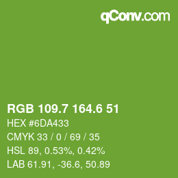 カラーコード: RGB 109.7 164.6 51 | qconv.com