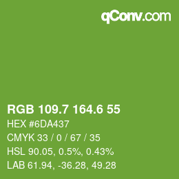 カラーコード: RGB 109.7 164.6 55 | qconv.com