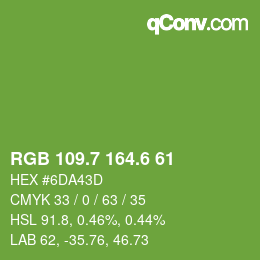 カラーコード: RGB 109.7 164.6 61 | qconv.com